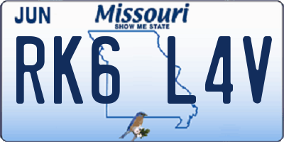 MO license plate RK6L4V
