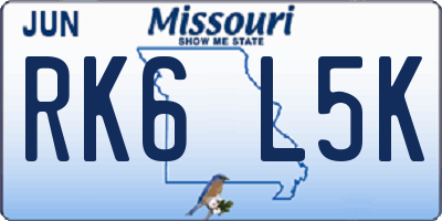 MO license plate RK6L5K