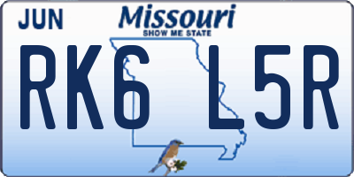MO license plate RK6L5R
