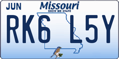 MO license plate RK6L5Y