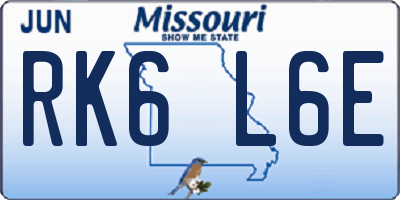 MO license plate RK6L6E