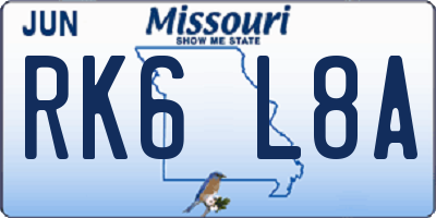 MO license plate RK6L8A