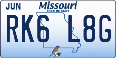 MO license plate RK6L8G