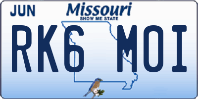 MO license plate RK6M0I