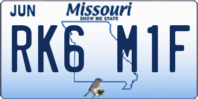 MO license plate RK6M1F