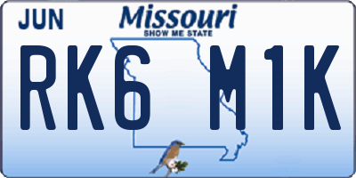 MO license plate RK6M1K