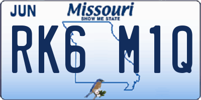 MO license plate RK6M1Q