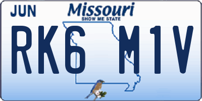 MO license plate RK6M1V