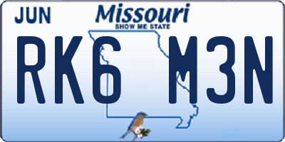 MO license plate RK6M3N