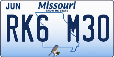 MO license plate RK6M3O