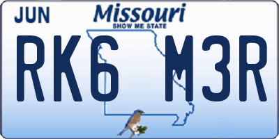 MO license plate RK6M3R
