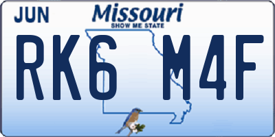 MO license plate RK6M4F