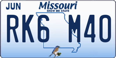 MO license plate RK6M4O