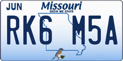 MO license plate RK6M5A
