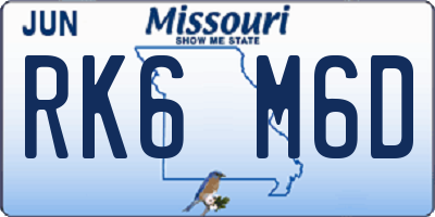 MO license plate RK6M6D