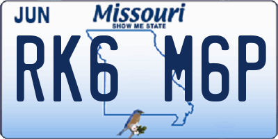 MO license plate RK6M6P