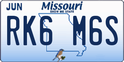 MO license plate RK6M6S