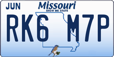 MO license plate RK6M7P