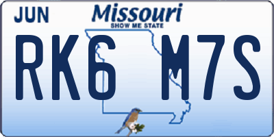 MO license plate RK6M7S
