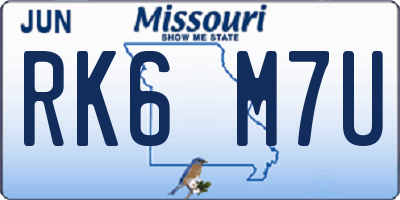 MO license plate RK6M7U