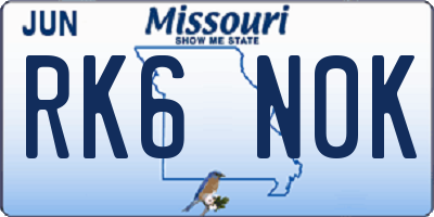 MO license plate RK6N0K