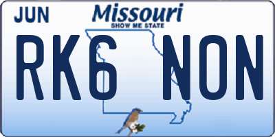 MO license plate RK6N0N