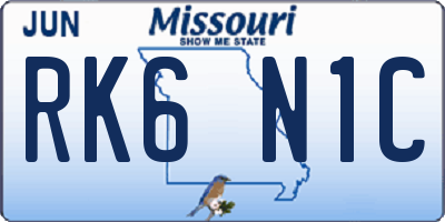MO license plate RK6N1C