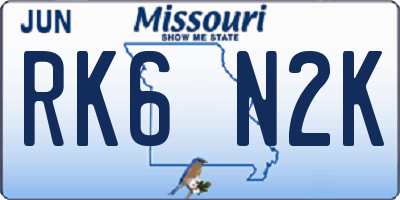 MO license plate RK6N2K
