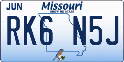 MO license plate RK6N5J