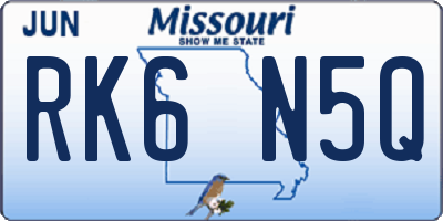 MO license plate RK6N5Q