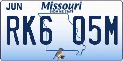 MO license plate RK6O5M
