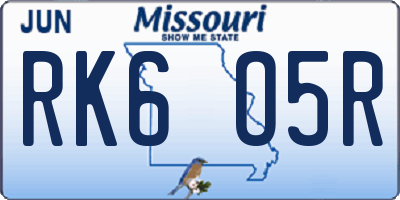 MO license plate RK6O5R