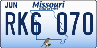 MO license plate RK6O7O