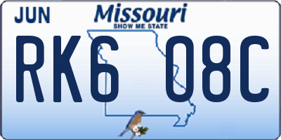 MO license plate RK6O8C