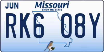 MO license plate RK6O8Y
