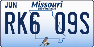 MO license plate RK6O9S