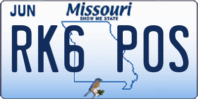 MO license plate RK6P0S