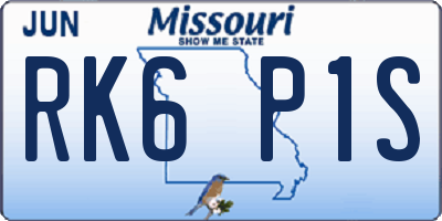 MO license plate RK6P1S