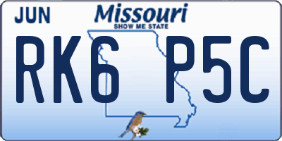 MO license plate RK6P5C