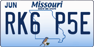 MO license plate RK6P5E