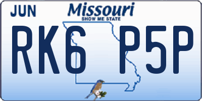 MO license plate RK6P5P