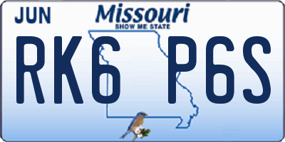 MO license plate RK6P6S