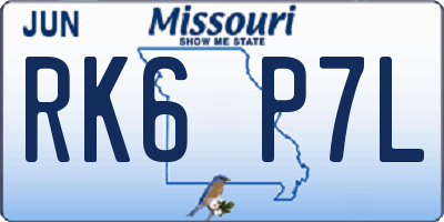 MO license plate RK6P7L