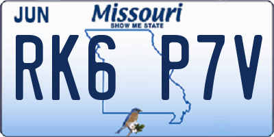 MO license plate RK6P7V
