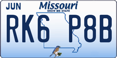 MO license plate RK6P8B