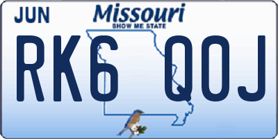 MO license plate RK6Q0J