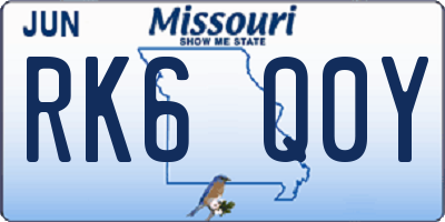 MO license plate RK6Q0Y