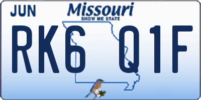 MO license plate RK6Q1F