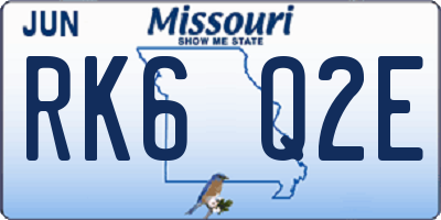 MO license plate RK6Q2E