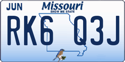 MO license plate RK6Q3J